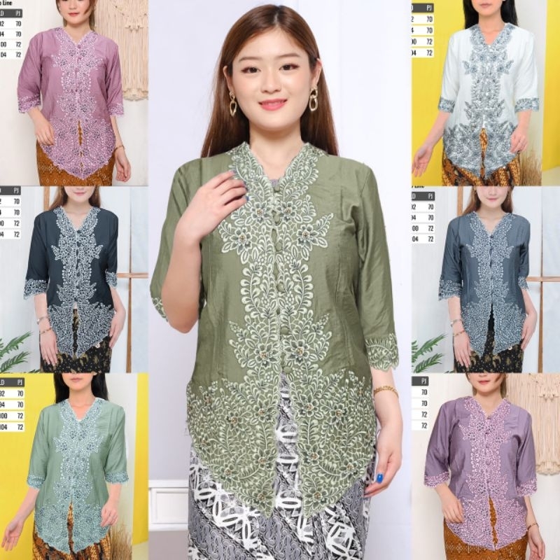 Kebaya bordir dan peyet polo linen/M, L, XL, dan XXL