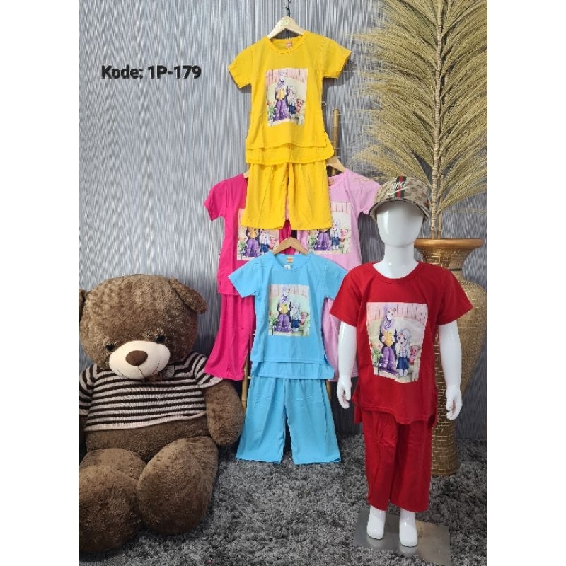 Baju Setelan Anak Kaos Anak Setelan Celana Viral One Set Anak Cewek Kekinian KODE 1P-179