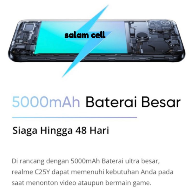 Realme C25Y Ram 4/64GB Camera 50MP 18W Quick Charge Baterai 5.000mAh Garansi Resmi