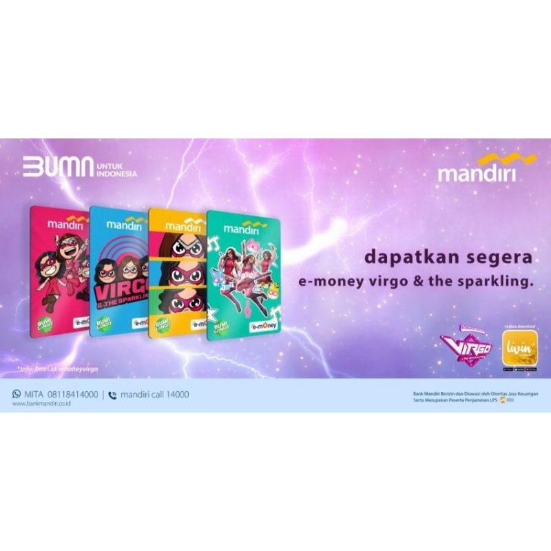 eMoney eTOLL PINK Seri Pendekar Bumi Langit VIRGO &amp; THE SPARKLINGS ORI /Like Tapcash Flazz or Brizzi