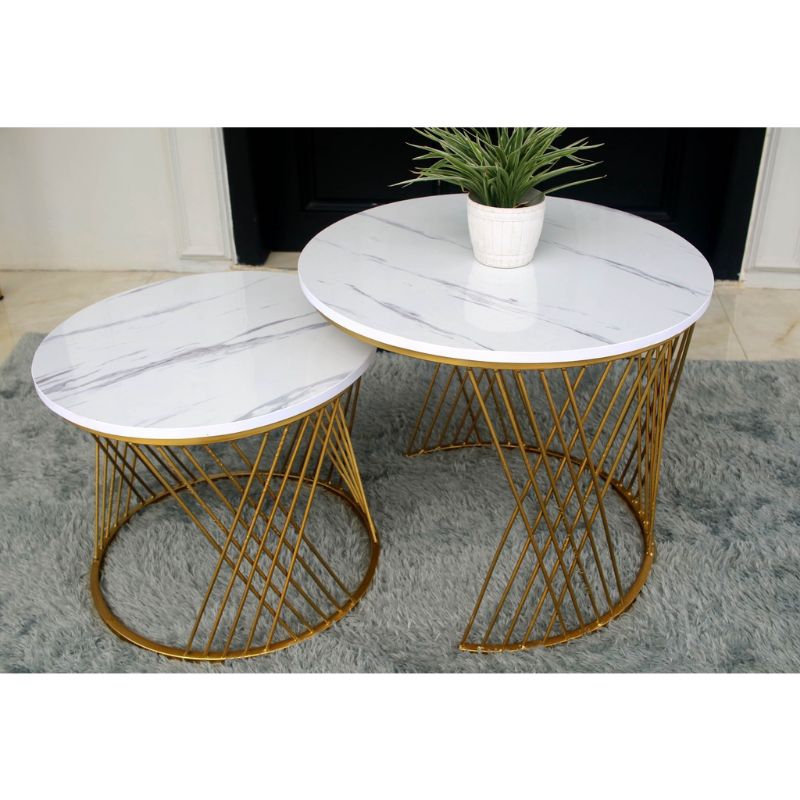 Meja Tamu bulat set isi 2/Meja mewah/Meja minimalis  /Meja besi /Meja Ruang Tamu  /Meja Furniture /M