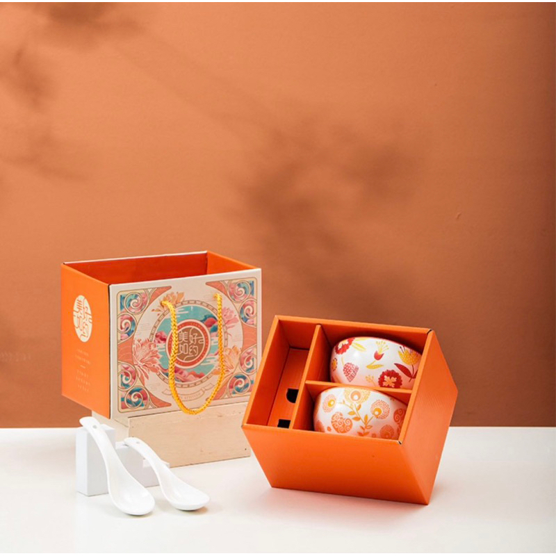 Souvenir Hampers Mangkok Set / Mangkok Keramik Hampers Set Premium / Set Mangkok Premium isi 2 isi 4