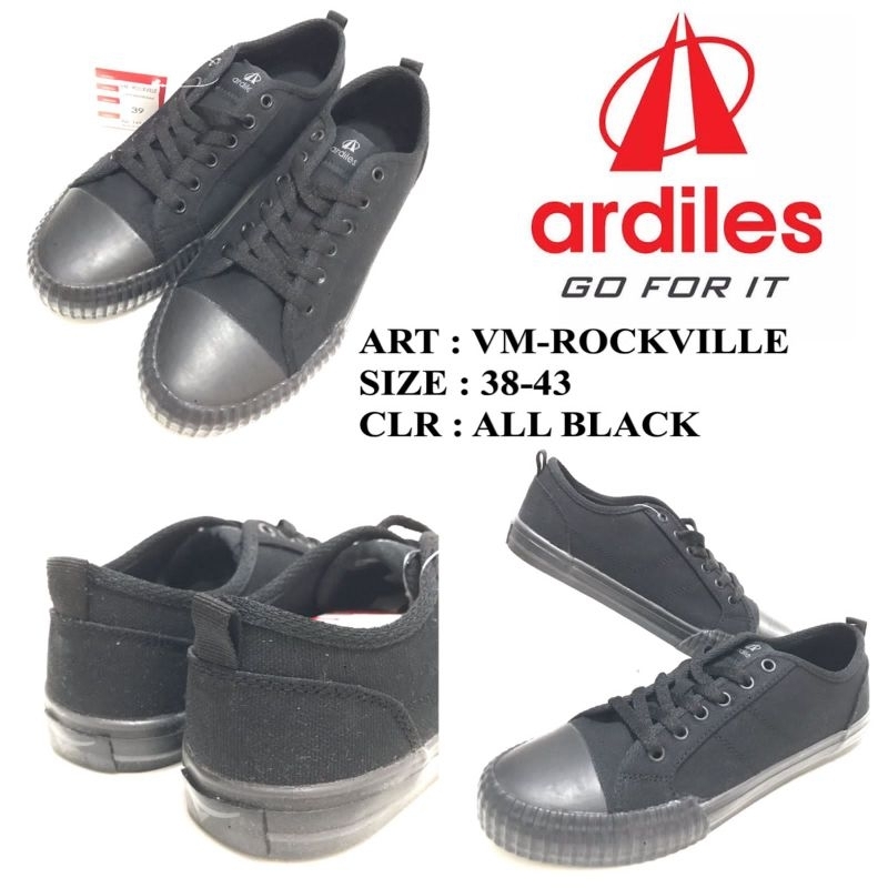 Sepatu Sekolah Dewasa ALL BLACK ARDILES VM-Rockville 38-43