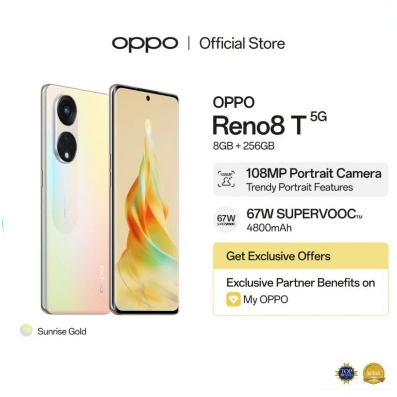 Oppo Reno8 T 5G - 8GB+8GB/256GB - Garansi Resmi Oppo 1 Indonesia
