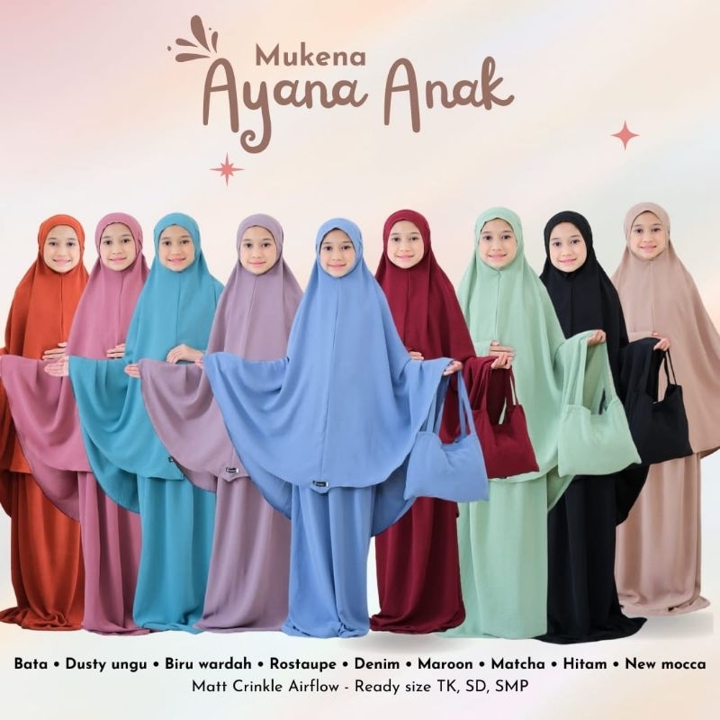 MUKENA AYANA ANAK/MUKENA CRINKLE ANAK/MUKENA ANAK TERMURAH