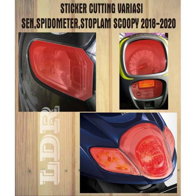 stiker variasi spidometer,sen dan lampu belakang motor scoopy 2018 sampe 2020