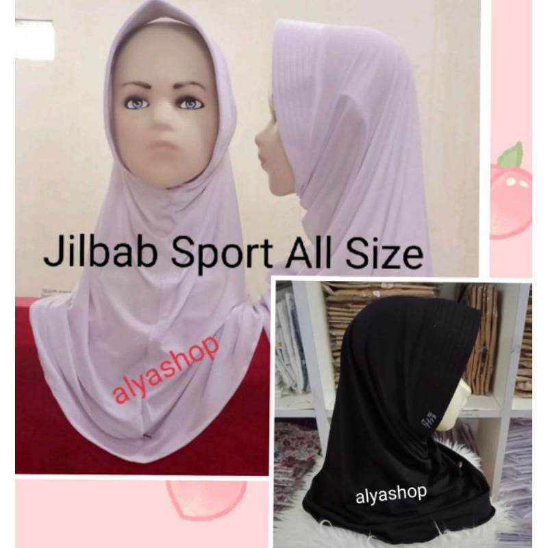 Jilbab Sport Instan / Kerudung Sport / Bergo Sport / Jilbab Sporty / Hijab Sport Haifa All Size bahan Jersey