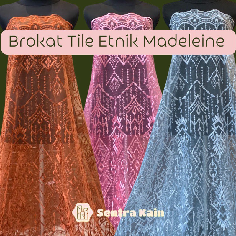 Brokat Tile Etnik Madeleine Series 1 Sage Green / Terracota / Pink