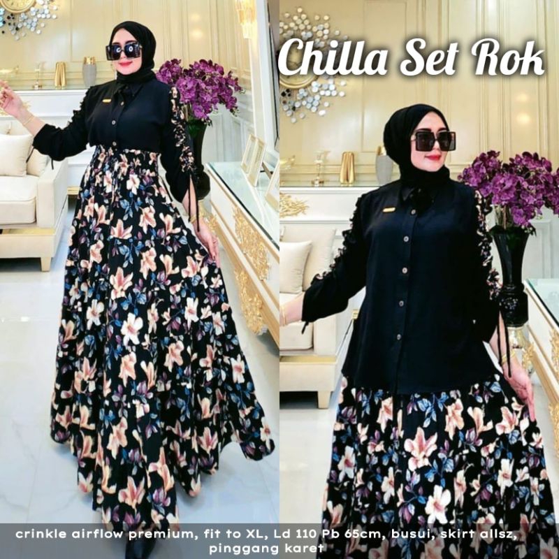 (LANGSUNG KIRIM ) READY STOK CHILLA SET ROK LABEL JASMINE