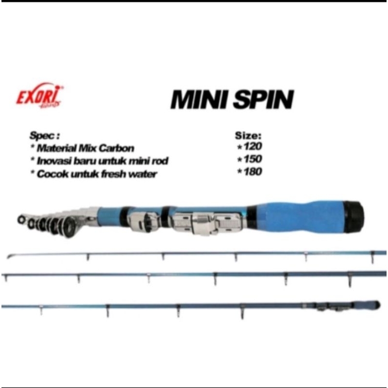Joran Antena Joran Telescopic Ruas Pendek Exori Mini Spin 120. 150. 180
