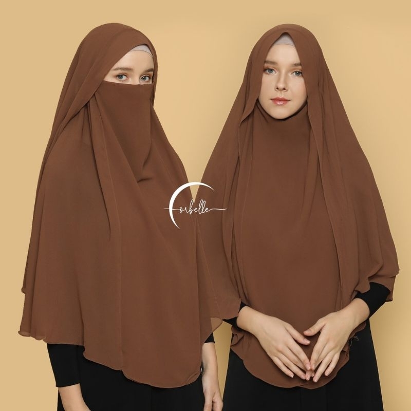 (Maroon) Jilbab Aisyah zivana khimar Sifon Ceruti Cadar instan Syari Jumbo wanita Muslimah