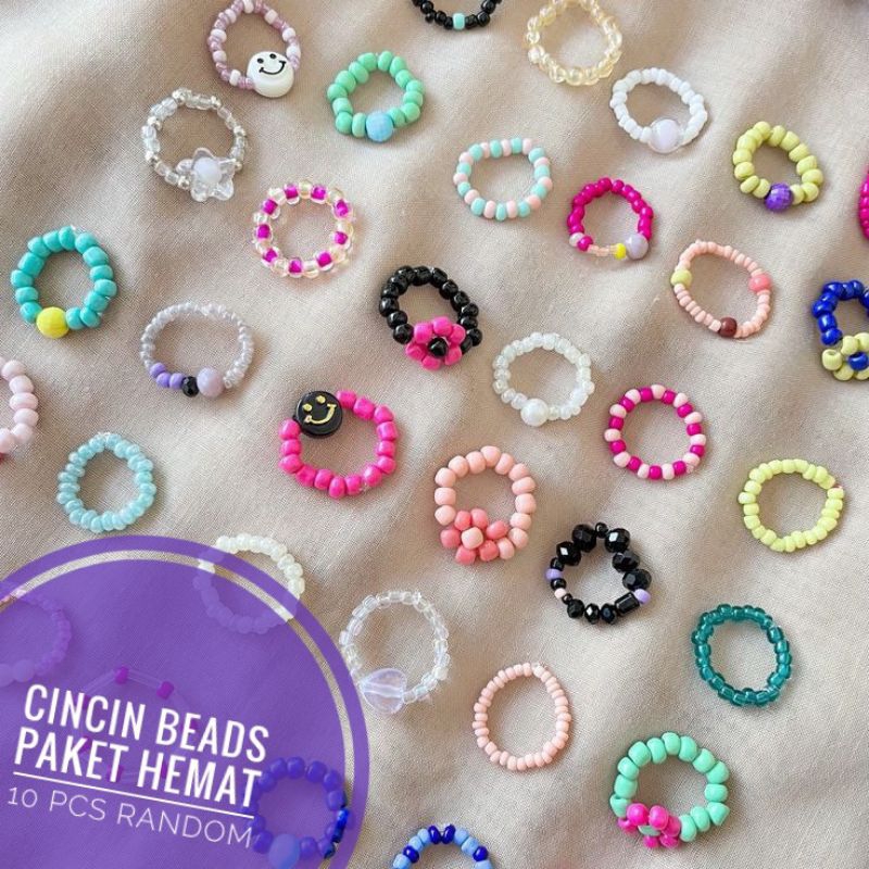 paket hemat cincin Beads 10 pcs