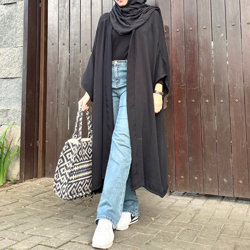 NOORKY “Celeste” Crinkle Long Outer / Batwing lengan kelalawar crincle crinkel krinkel krinkle kimono