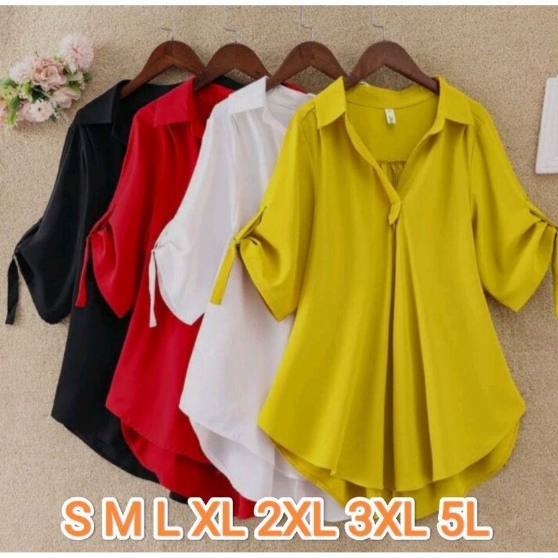 PREMIUM SERIES AINUN BLOUSE POLOS BIG SIZE S M L XL XXL XXXL 5L ATASAN OVER SIZE JUMBO KERJA WANITA