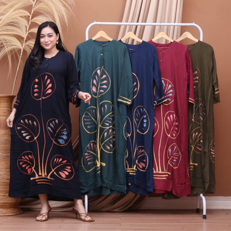 Daster Panjang Gamis Semata Kaki| Daster Kekinian Bumil Busui Friendly Kancing depan