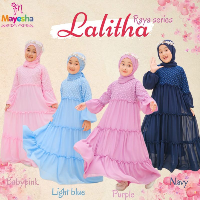 [4-9 TAHUN] READY STOCK !! GAMIS LEBARAN ANAK SET HIJAB PASHMINA LALITHA 4-9 TAHUN ORIGINAL BY MAYESHA / BAJU GAMIS LEBARAN HARI RAYA ANAK PREMIUM GAMIS PRINCESS TUTU BRUKAT