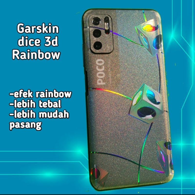 garskin hp anti jamur glitter RAINBOW DICE 3D all merek all type ready