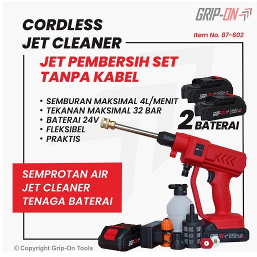 Grip On Cordless Jet Cleaner 24 Volt / Jet Pembersih Tanpa Kabel / Semprotan Air Jet Cleaner Tenaga Batrai