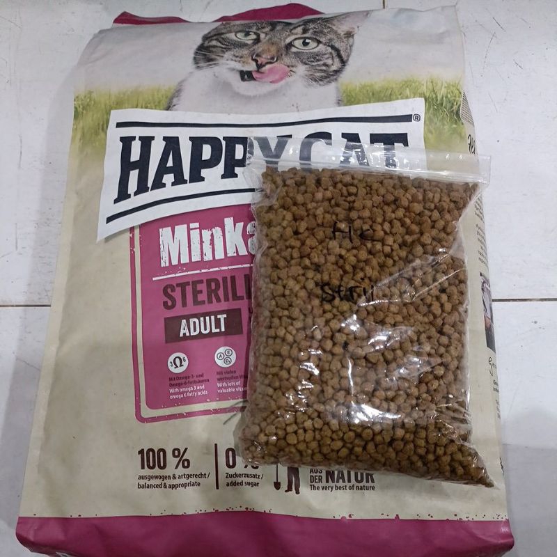 Happy cat minkas sterilised 1kg repack makanan kucing happy cat minkas HAPPY CAT MINKAS STERILISED -