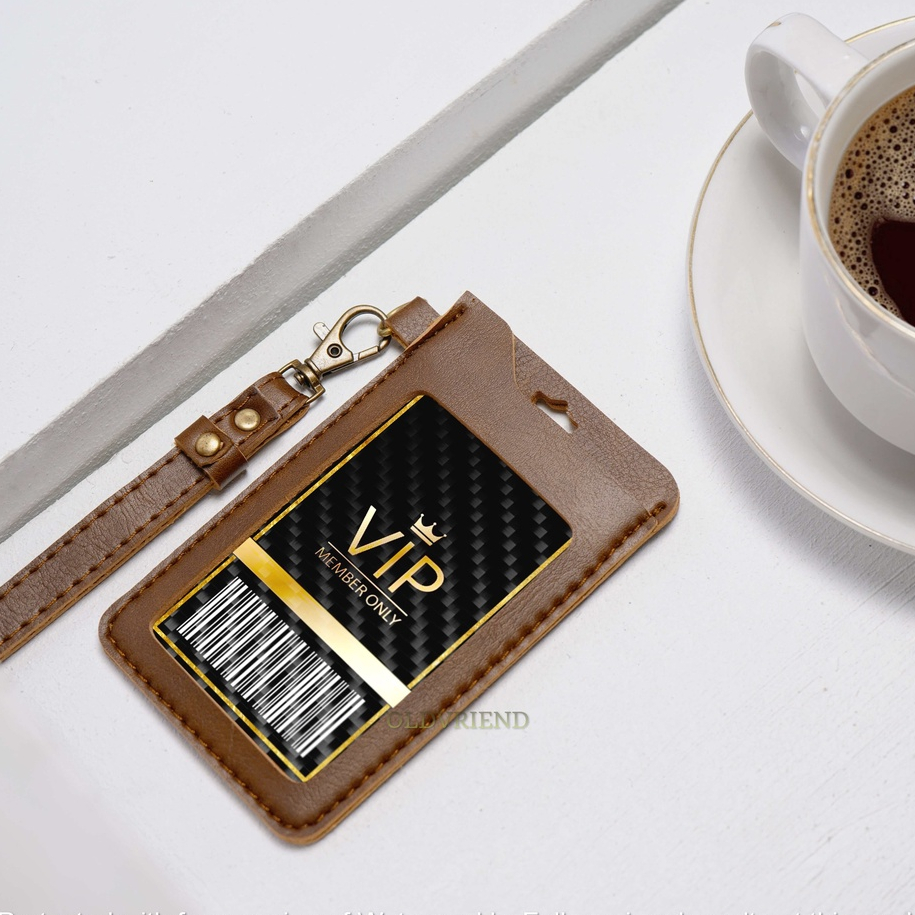 

Lanyard ID Card Holder Kulit Nametag kulit bisa gravir nama dan logo perusahaan - Heros