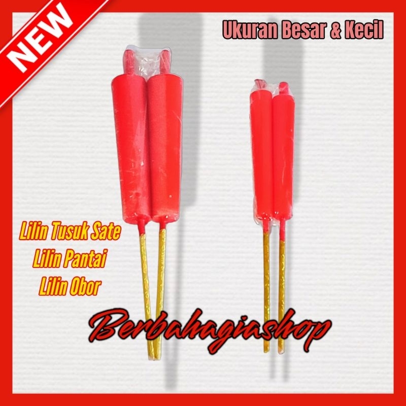 Lilin Obor Warna Merah Tusuk Sate Sembahyang Puja Leluhur Cheng Beng Ceng Beng / Lilin Bambu Joss Red Candle Sembayang Kubur Cengbeng Chengbeng Qingming Qing Ming