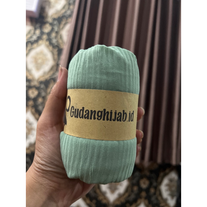 Pashmina Plisket Sage || Hijab Pashmina Sage Plisket Premium Sage || Pashmina Plisket Ceruty babydol