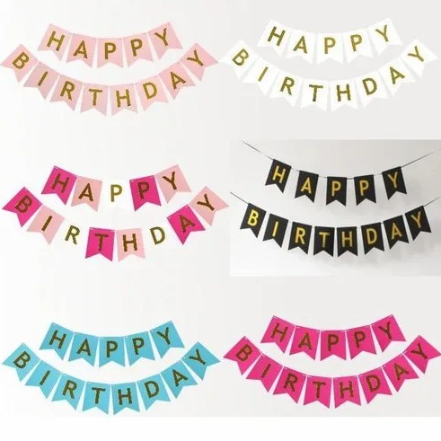 Banner Flag Happy Birthday / Bunting Flags Tulisan Happy Birthday / Banner Ulang Tahun / Decoration Kertas Hanger H