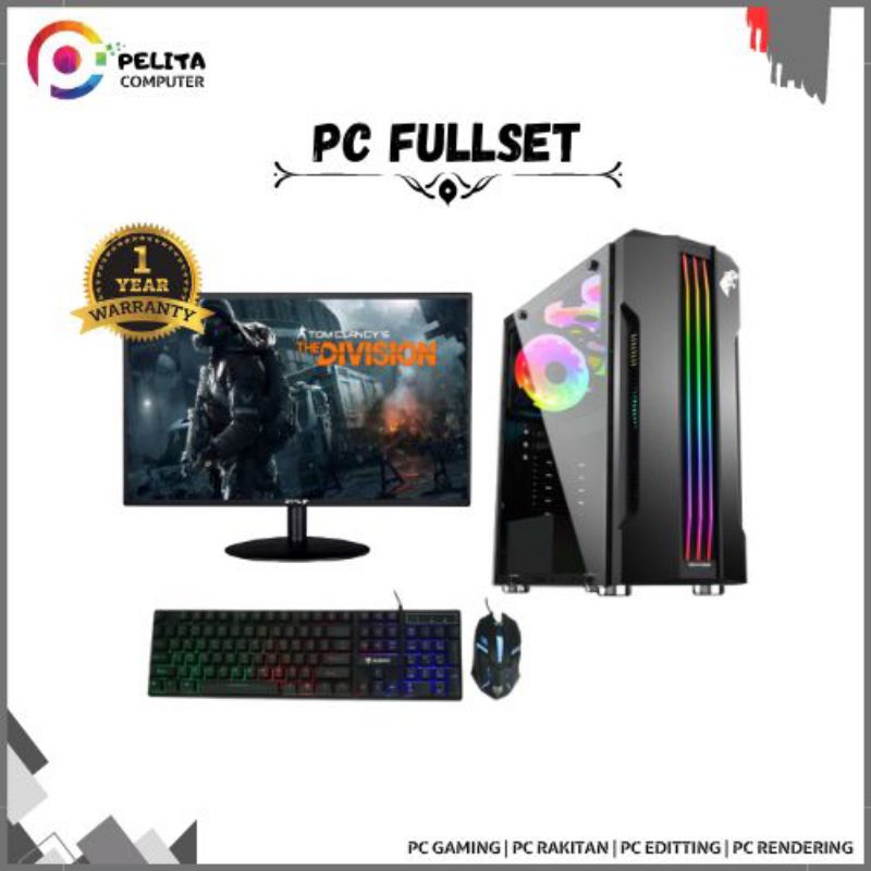 Pc Gaming Editing  I5 Fulset Monitor  19inch Vga 2gb Gaming Editing