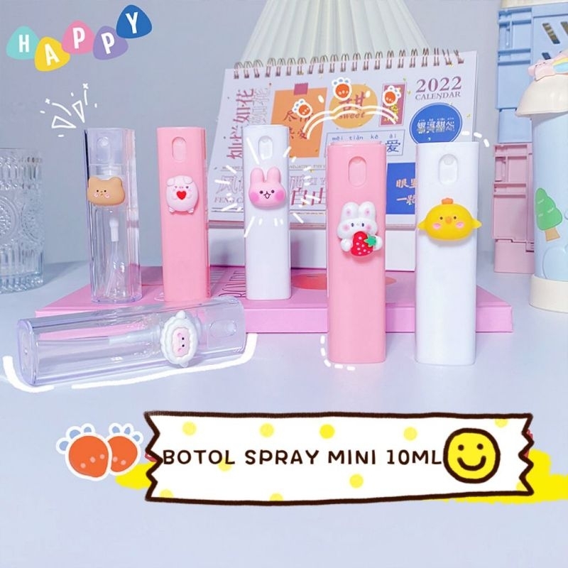 Botol spray mini portable 10ml motif kartun lucu untuk disinfektan/parfum/alkohol