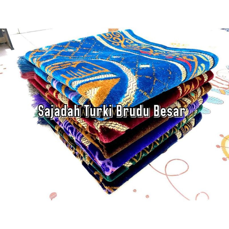 Sajadah Turkey Bahan Bludru Rumbei Tebal ukuran Besar bonus Tasbih by zellshop