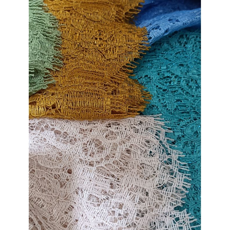 Kain Renda/Renda Brokat Pinggiran/Renda Brokat Lace Strimming/Renda Meteran (Beli 10 Gratis 1)