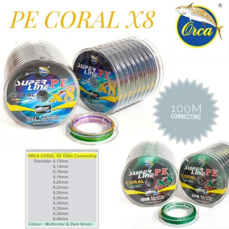 PE orca coral x8 100m