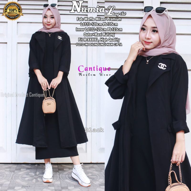 Numia Long Setelan Baju Wanita Maxi Kutung dan Outer