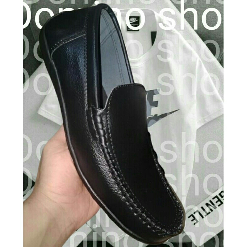 sepatu slip on pria bahan kulit sentetis anti silp