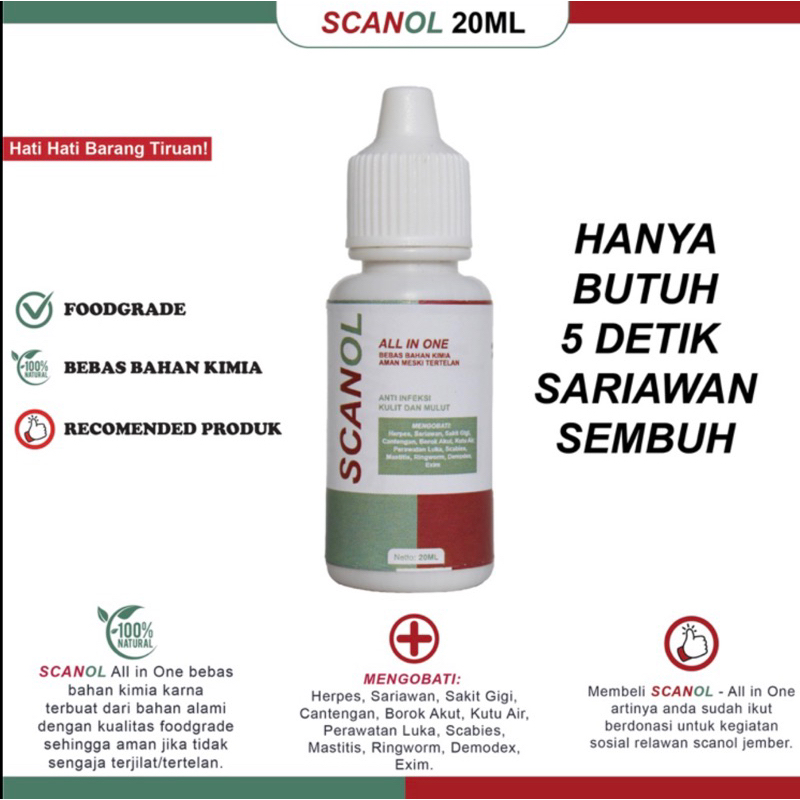 Obat Tetes Sariawan Mulut, Sariawan Bayi/Dewasa, Sariawan Bibir, Menahun Radang Sariawan, Sariawan di Tenggorokan, Sariawan di Lidah, Sariawan di Gusi, Sariawan di Bibir, Obat Sariawan Anak Dewasa, Radang Tenggorokan. Scanol 20ml Asli Original