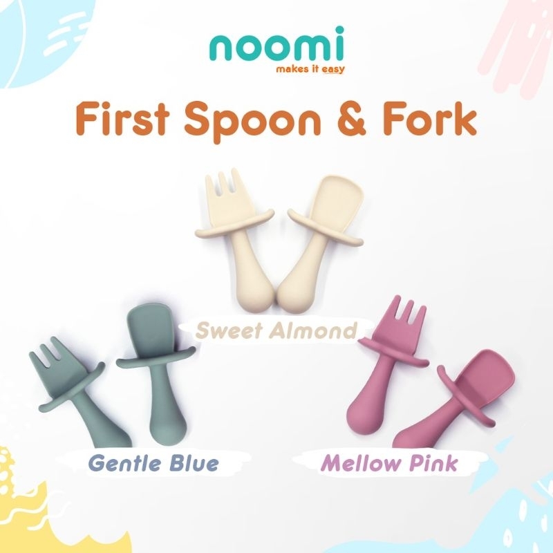 Noomi  First Spoon &amp; Fork / Sendok silicone premium