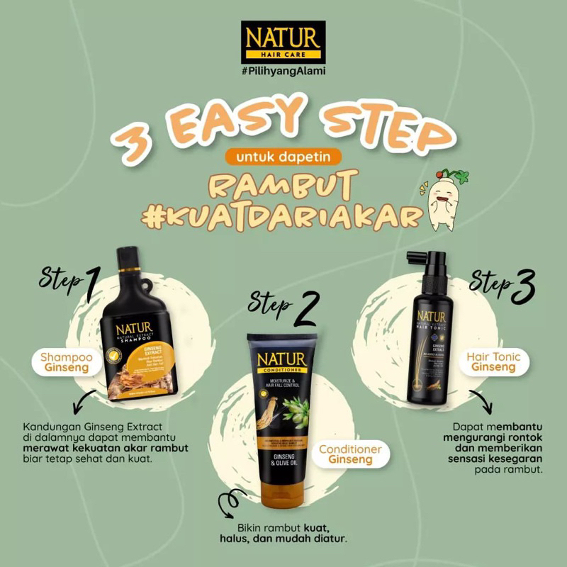 NATUR Hair Tonic Gingseng 90 ml - Hairtonik Rambut Rontok