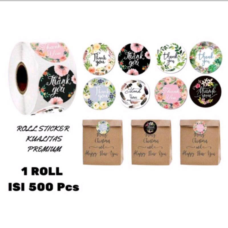 

500 pcs Stiker Roll Thank You 2.5 cm
