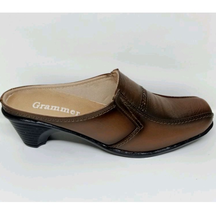 Sepatu Wanita Slipon Slop Pantofel Kantoran Formal Kulit Asli Grammer