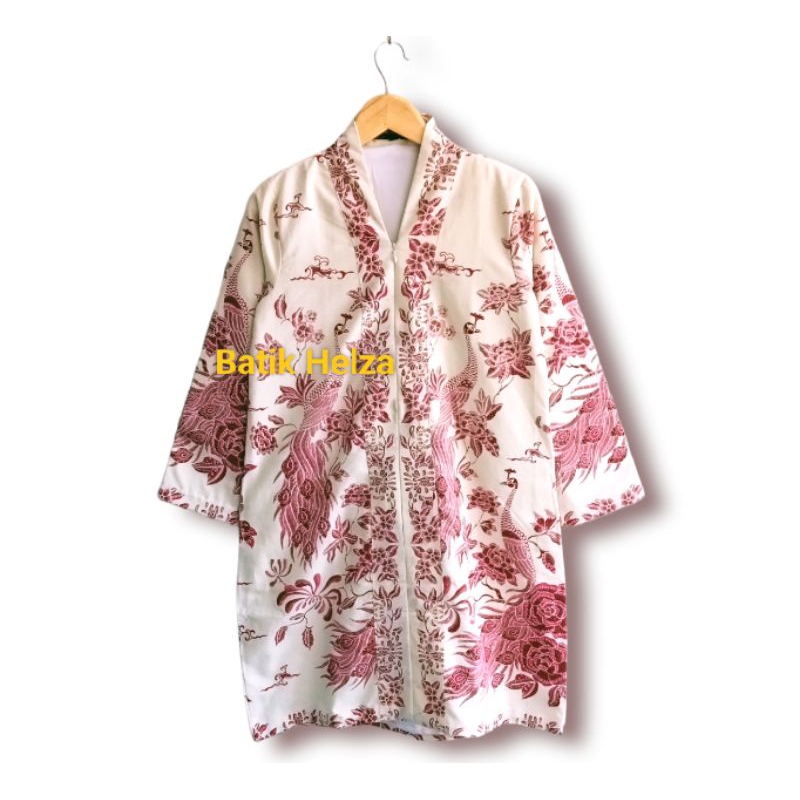 unik batik wanita merak merah bahan katun size S-XXXL lapis Furing cocok untuk acara apapun