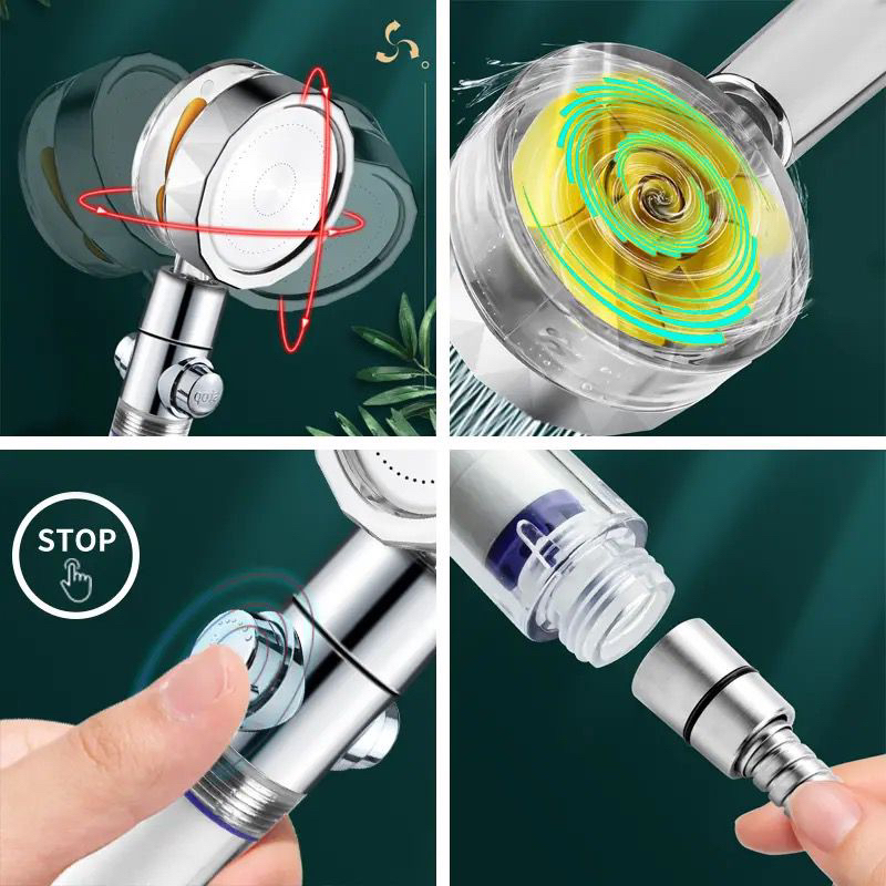 HAND SHOWER TURBO / KEPALA SHOWER MANDI MODEL KIPAS BERTEKANAN DAN HEMAT AIR PUTAR 360 DERAJAT JRW0161