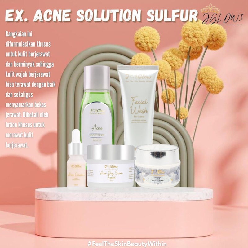 JGLOW SKINCARE PAKET EXTRA ACNE SOLUTION SULFUR / PERAWATAN WAJAH / CREAM / SERUM