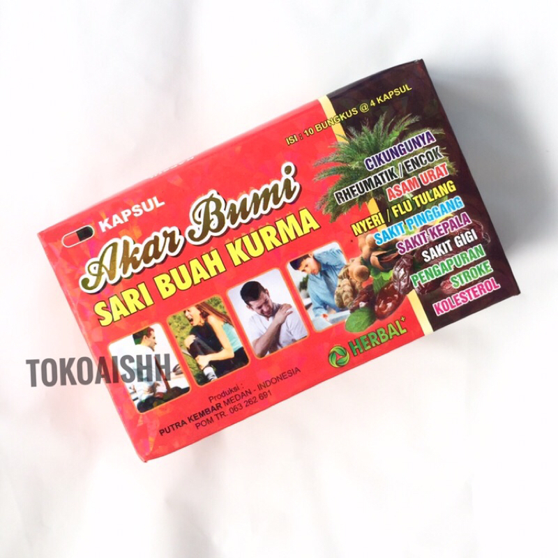 Kapsul akar bumi sari buah kurma - obat herbal tradisional - obat asam urat - pengapuran - rematik - sakit pinggang - nyeri kaki - nyeri tulang