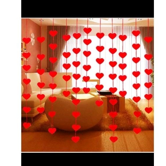 garland gantung vertikal red heart valentine wedding