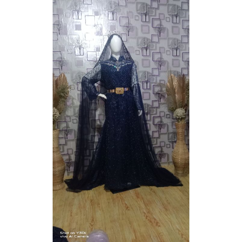 GAUN Pengantin ngekor/dengan acsesoris lengan tile MUTIARA