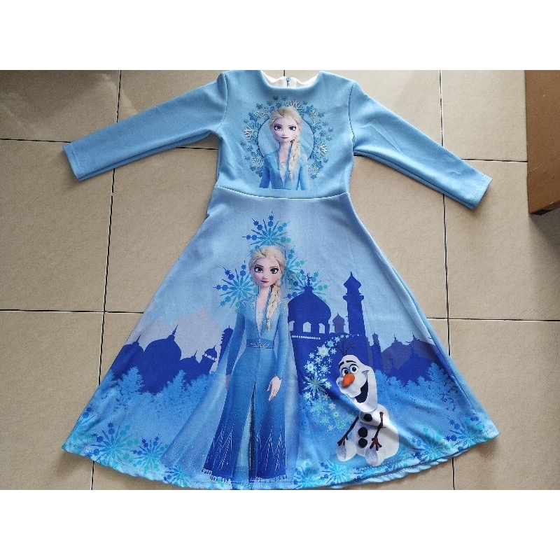 Dress Anak Gamis Anak Perempuan Baju Muslim Princess Elsa Frozen