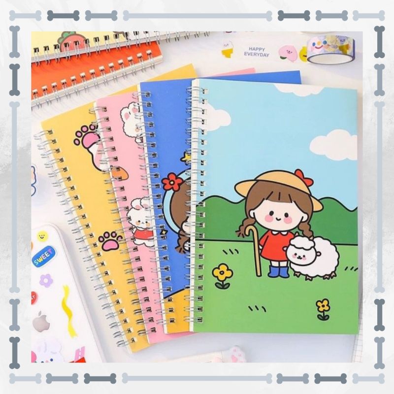 

Buku Tulis Catatan Notebook A5 Spiral isi 60 Lembar / Buku Diary Aesthetic Motif Kartun