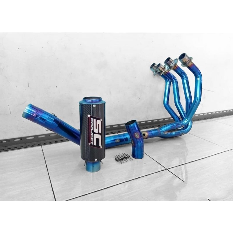 Knalpot SC Project Fullsystem Zx-25R Header Blue