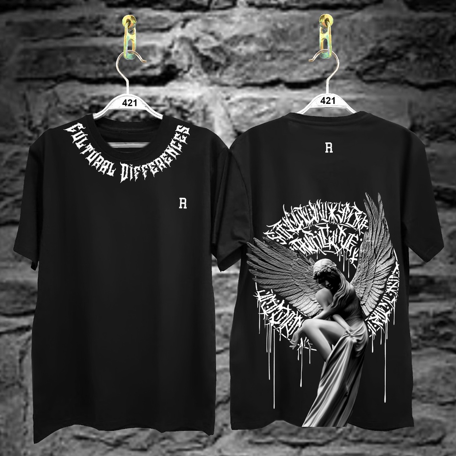 Kaos Tshirt Pria Terbaru Samurai Jepang Sayap Angel R Warna Hitam Distro Lengan Pendek Motif Sablon Bergambar Keren