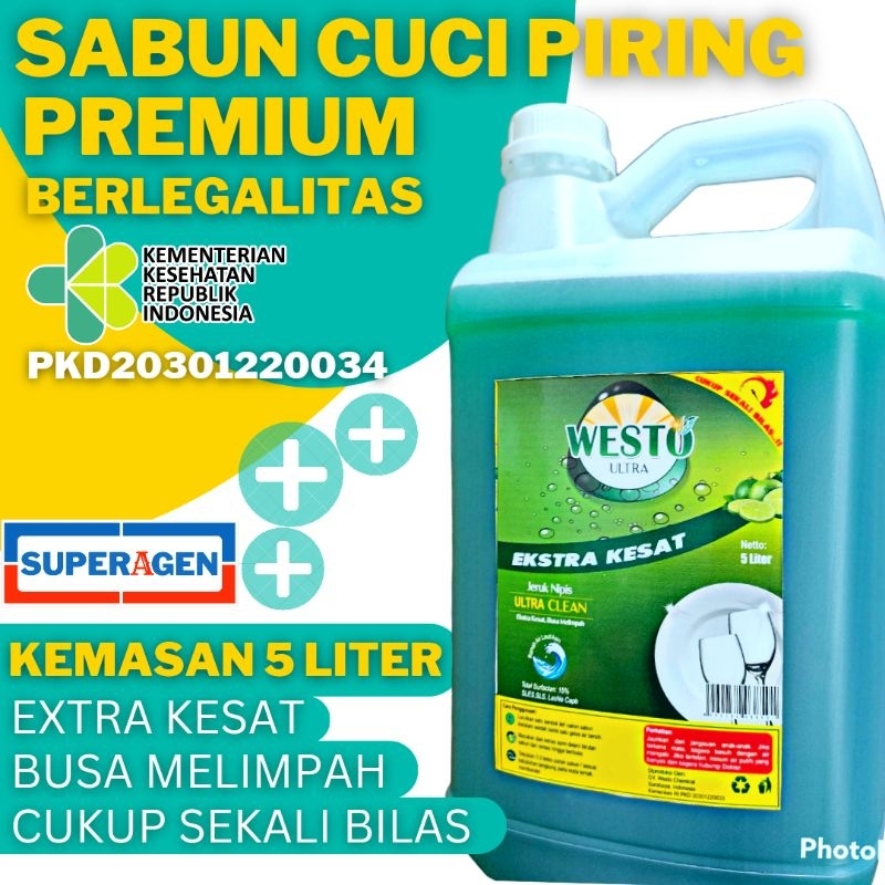 SABUN CUCI PIRING PREMIUM EXTRA KESAT Westo Ultra 5 Liter (Bisa Cod)